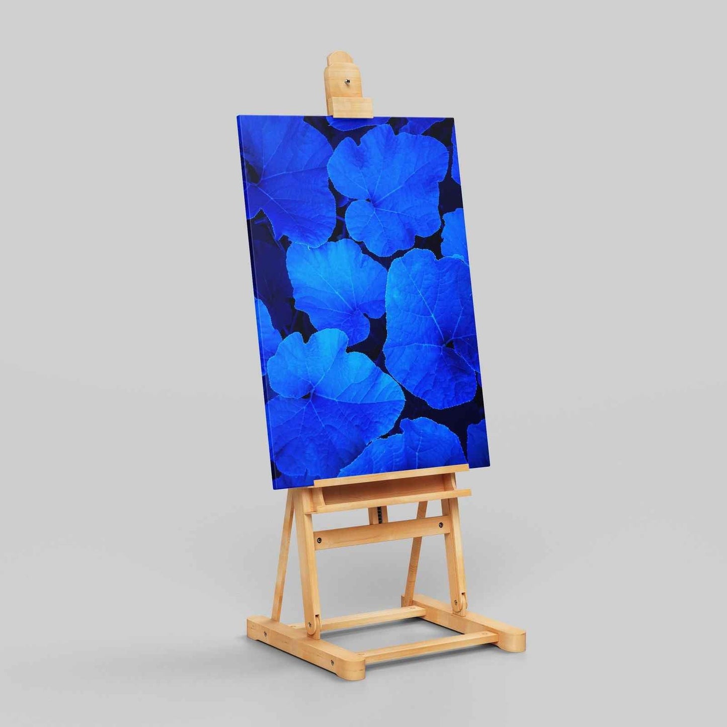 Blue & Black Floral Leaf Pattern - Framed Canvas Wall Art Print-3