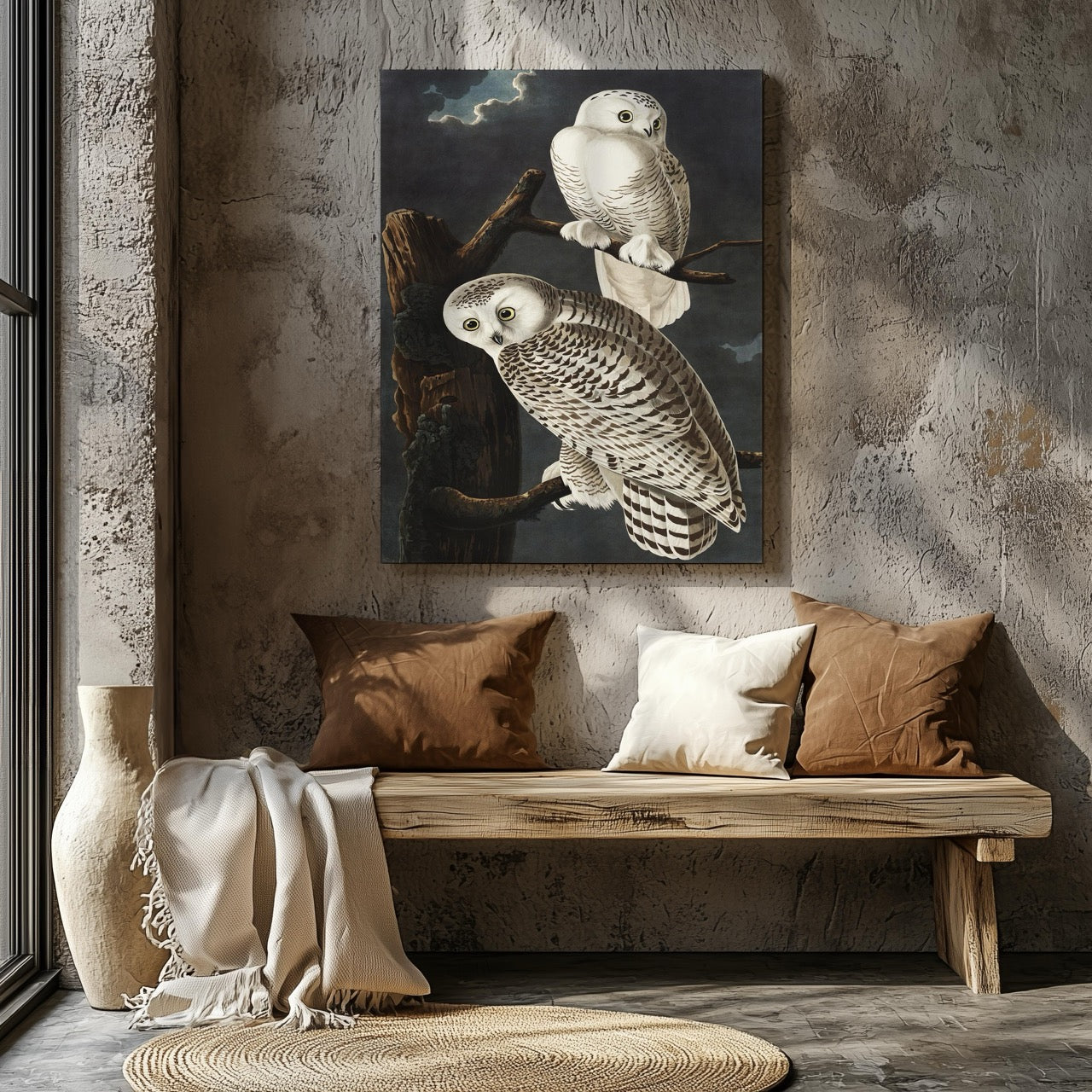 Snowy Owl from Birds of America - John James Audubon - Framed Canvas Wall Art Print-4