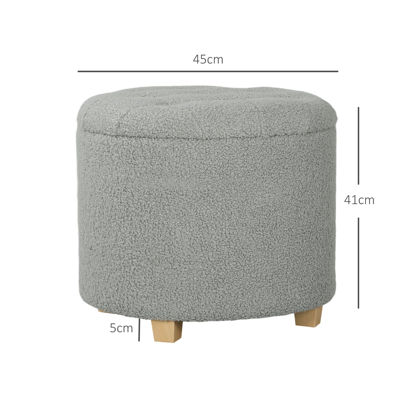 31.8L Teddy Fleece Storage Ottoman - Grey-2