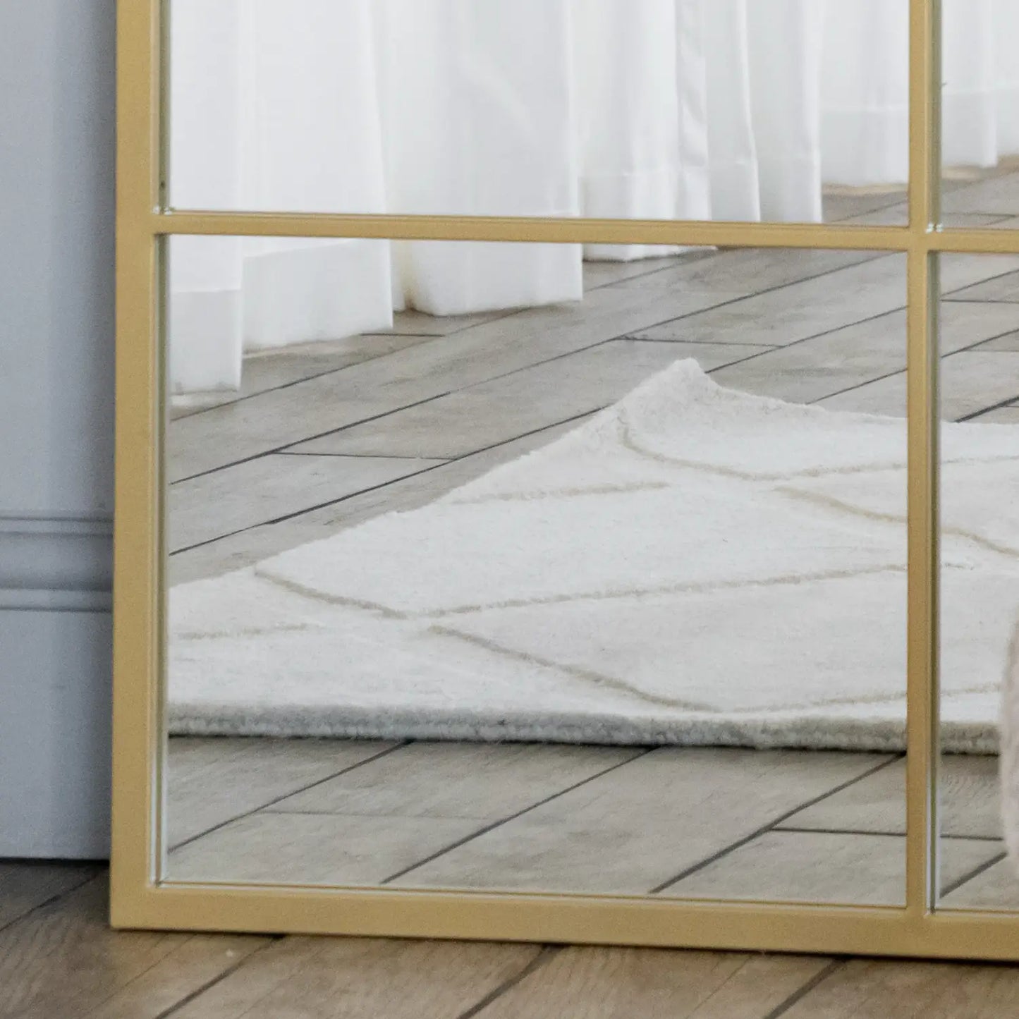 Kyō - Full Length Gold Metal Rectangle Lattice Grid Mirror - 180cm x 105cm-2
