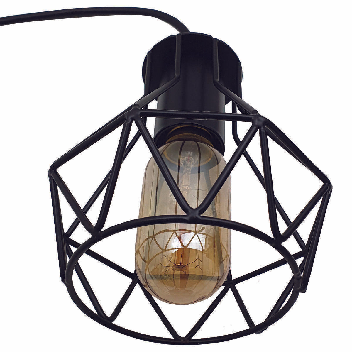 Modern Ceiling 3 Head Pendant Light Fitting Metal Black Cage~2471-2