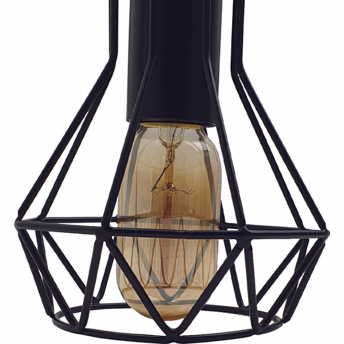 Modern Ceiling 3 Head Pendant Light Fitting Metal Black Cage~2471-3