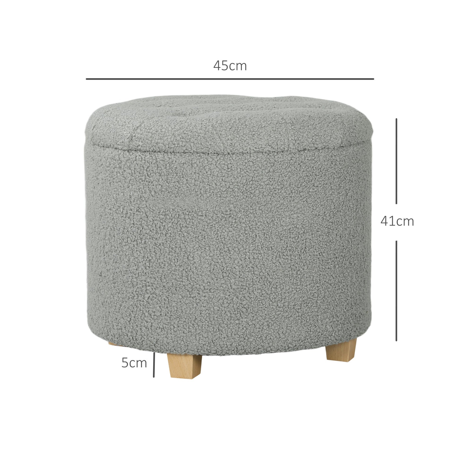 31.8L Teddy Fleece Storage Ottoman - Grey-2