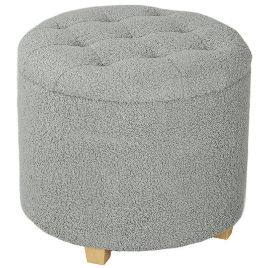 31.8L Teddy Fleece Storage Ottoman - Grey-0